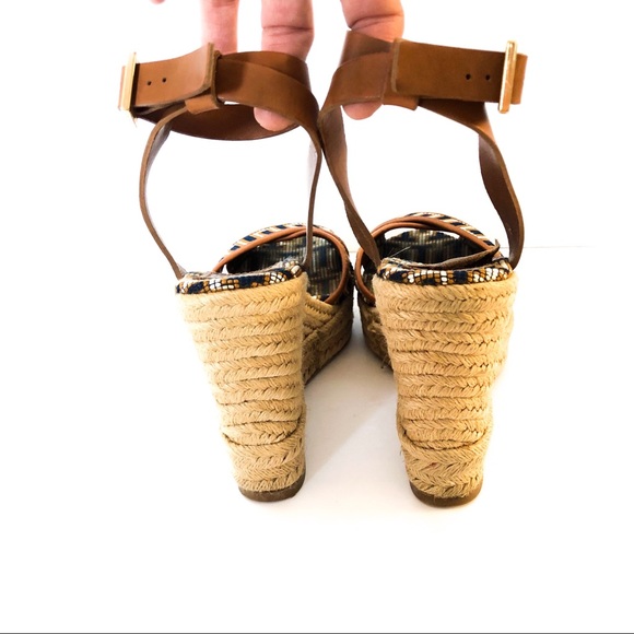 TORY BURCH Florian Brown Espadrille Wedge Sandals - Picture 5 of 8